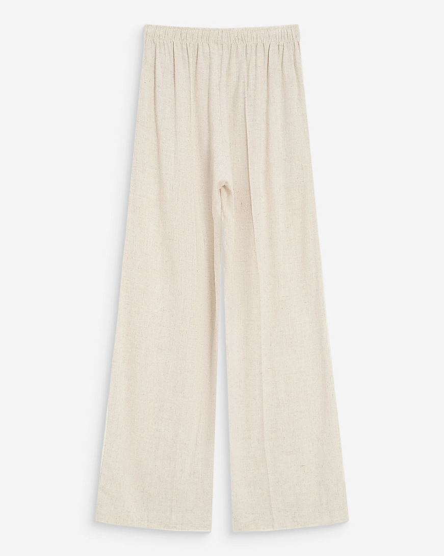 WIDE-LEG LINEN PANTS SABLE RAVEN