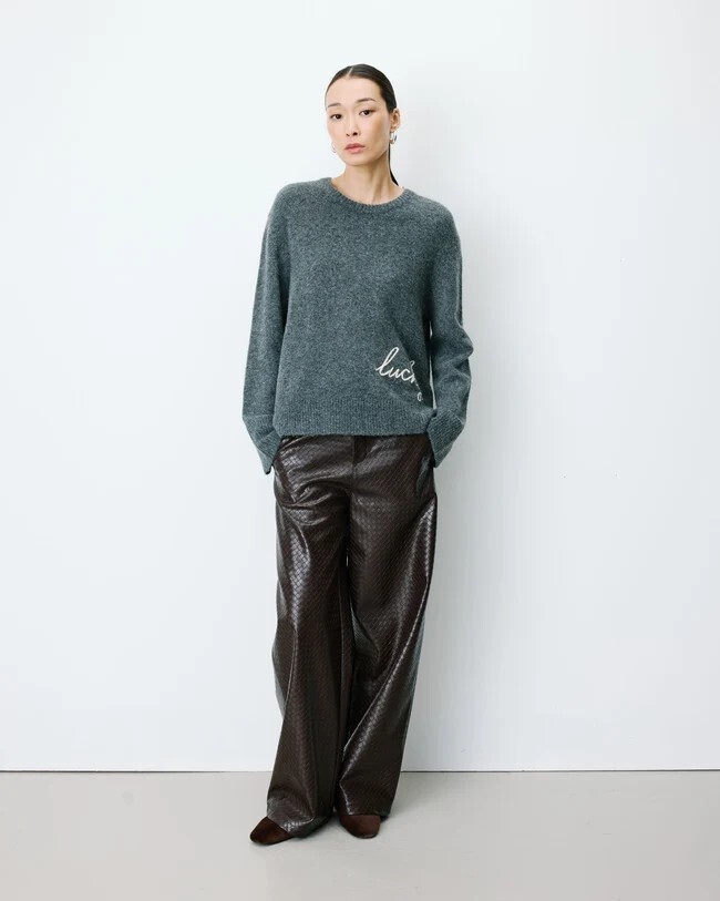 CREW-NECK SWEATER WITH EMBROIDERED TEXT IVOIRE AUBIN