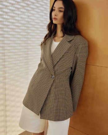 HOUNDSTOOTH SUIT BEIGE ALMOND