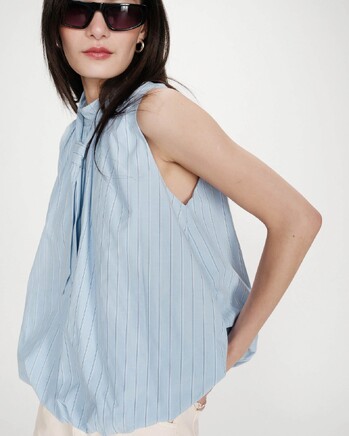 BALLOON POPLIN TOP BLEUET VANYA