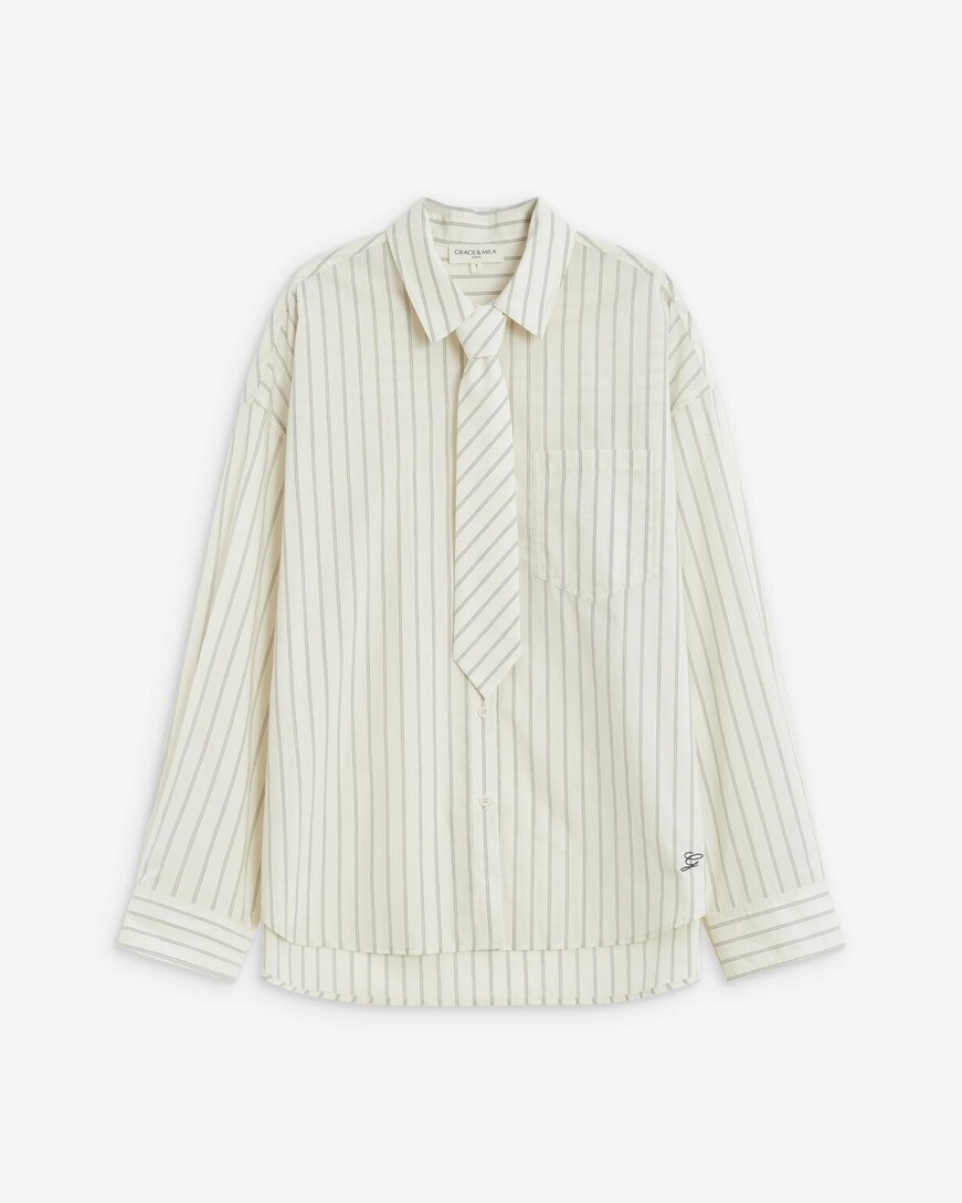 SHIRT WITH TIE ECRU ATHENA