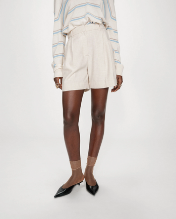 PLEATED STRAIGHT SHORTS SABLE VITE