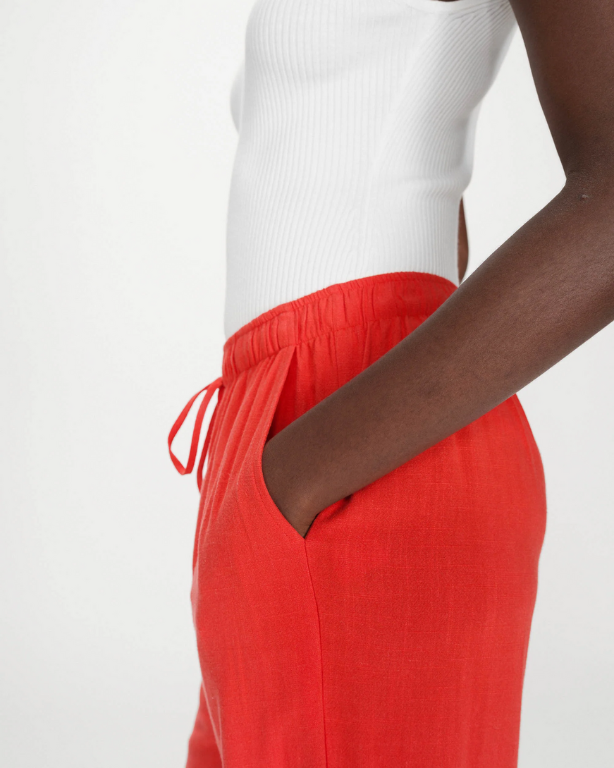 WIDE-LEG LINEN PANTS SANGUINE RAVEN
