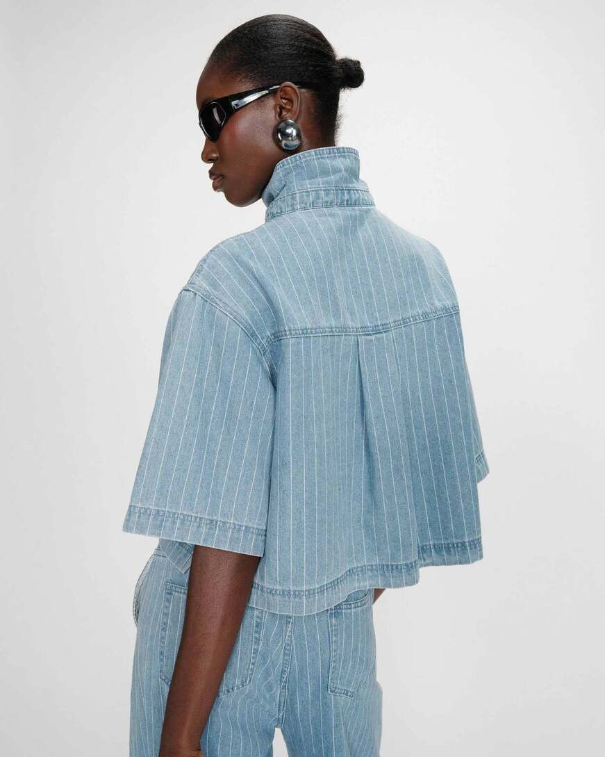 CROPPED DENIM SHIRT STRIPEDBLUE VITA