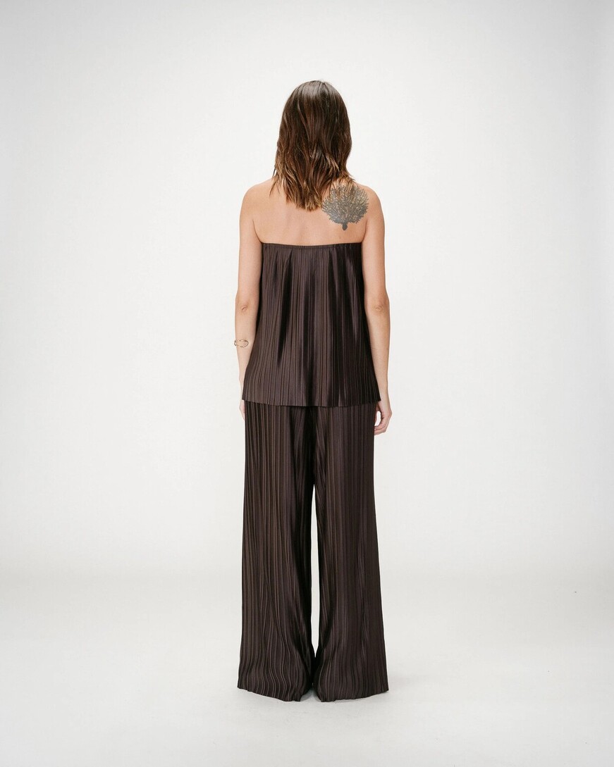 PLEATED BUSTIER TOP CHOCOLAT WEST,S