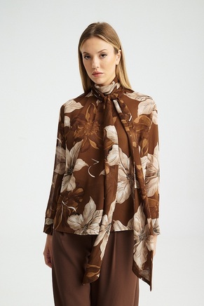 FLORAL TIE-FRONTBLOUSE SIGRUM