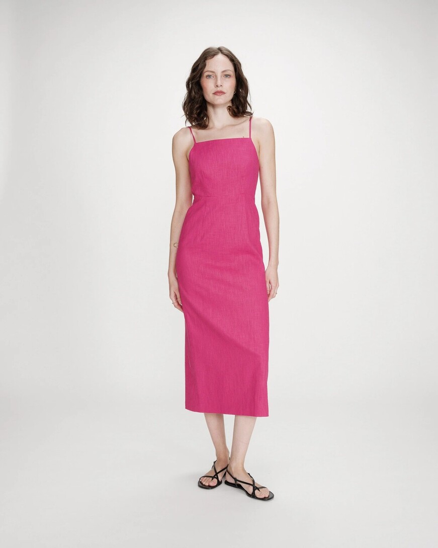 LONG LINEN DRESS FUCHSIA VERANYS