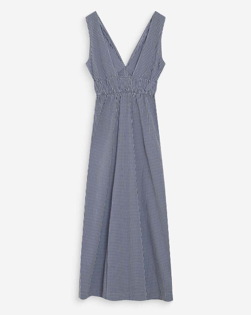 LONG CHECKED DRESS MARINE VELMIRA