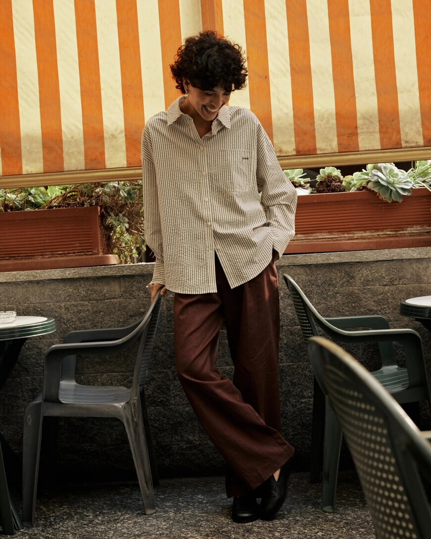 STRAIGHT BUTTONED LINEN SUIT CHOCOLAT VELIZE