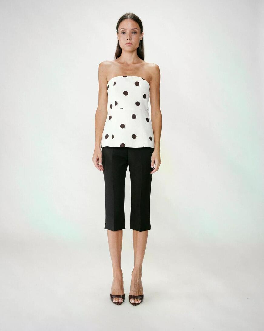 POLKA DOT PEPLUM BUSTIER ECRU WIXIE