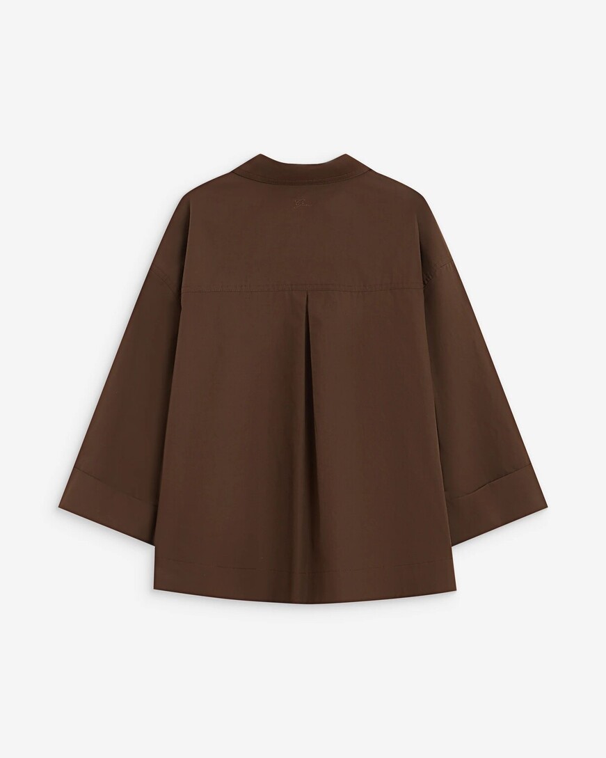 COTTON WIDE-SLEEVE BLOUSE CHOCOLAT AMBRE