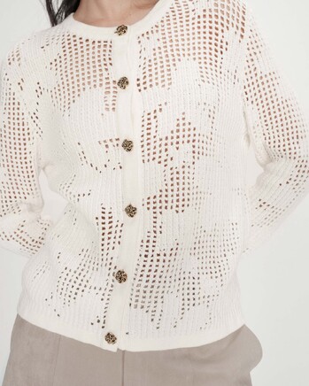 OPENWORK KNIT CARDIGAN ECRU VELASQUEZ