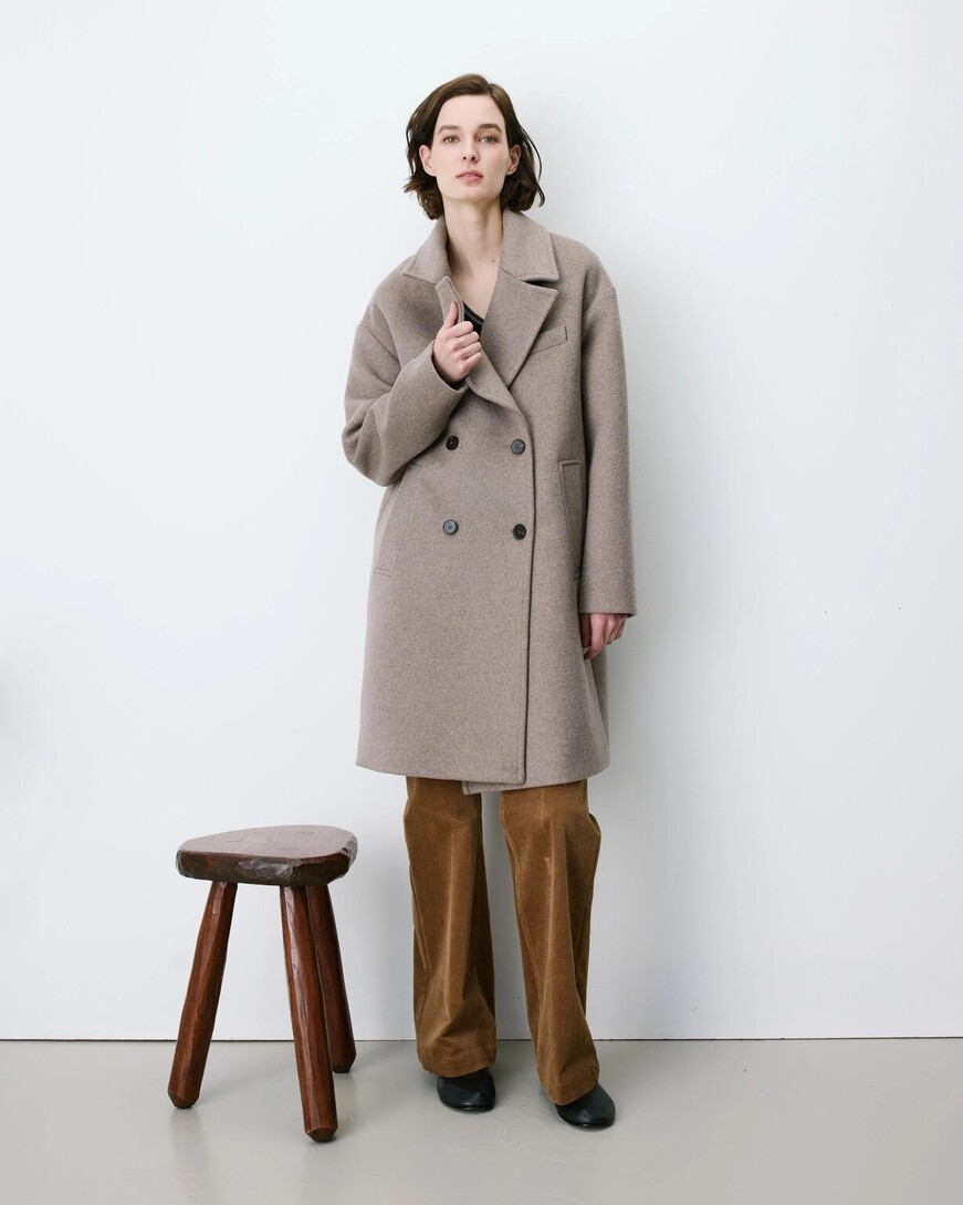 LONG DOUBLE-BREASTED COAT GREGE ALOIS