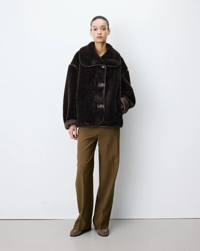 BUTTONED FAUX-FUR COAT CHOCOLAT AMELIO