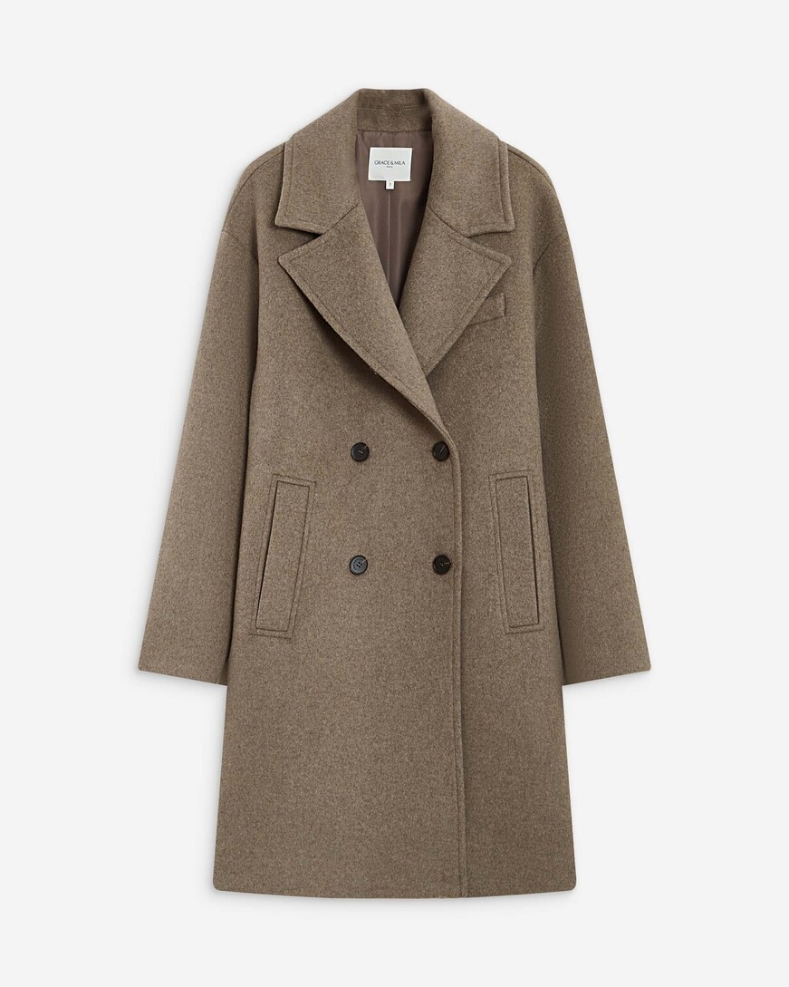 LONG DOUBLE-BREASTED COAT GREGE ALOIS