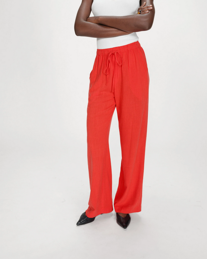 WIDE-LEG LINEN PANTS SANGUINE RAVEN