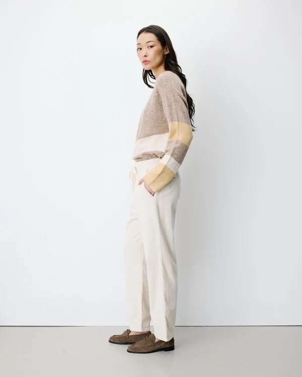 CORDUROY PANTS WITH ADJUSTABLE WAIST ECRU LIBERTY