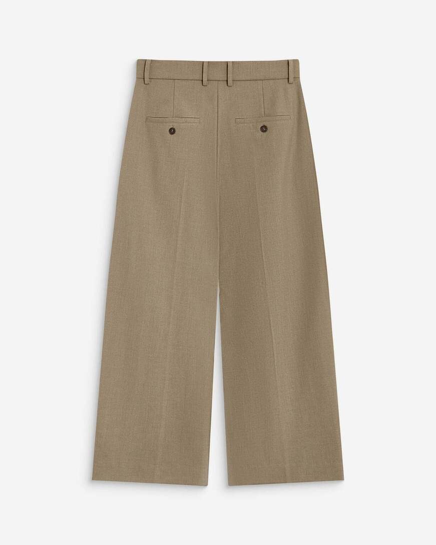 WIDE-LEG CROPPED TAILORED PANTS BEIGE ATLANTIS,M
