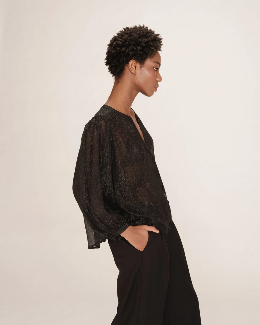 SHEER LUREX BLOUSE BLACK TARZY
