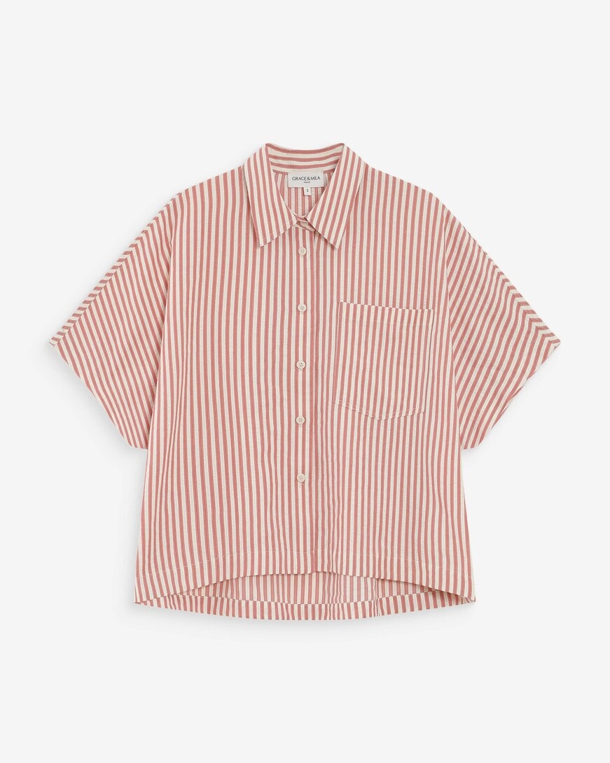  WIDE STRIPED SHIRT CORAL VERCIA