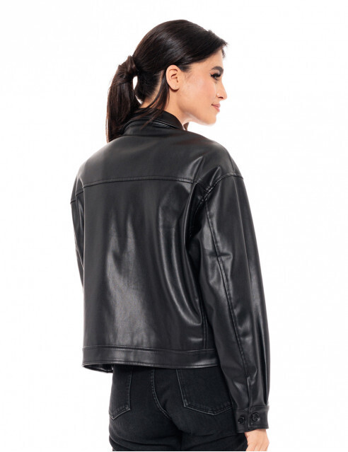 FASHION COAT BLACK ECO LEATHER,L