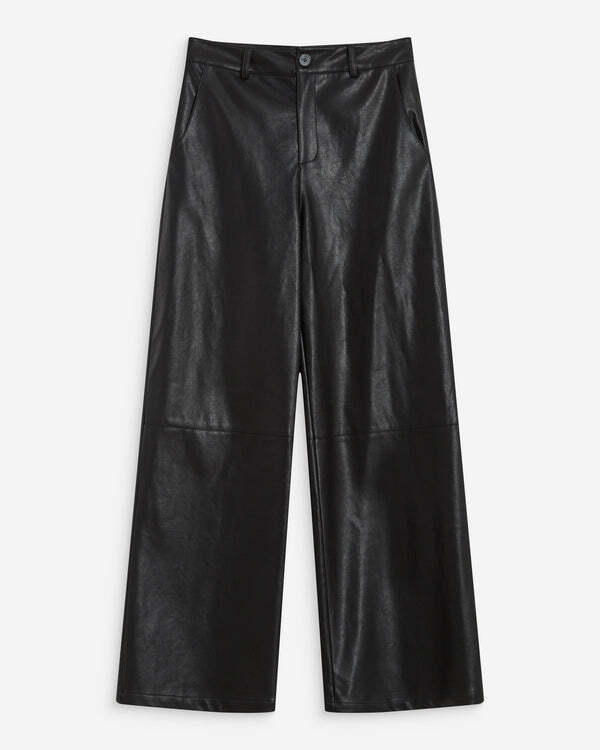 FAUX-LEATHER BARREL PANTS NOIR ALFIE