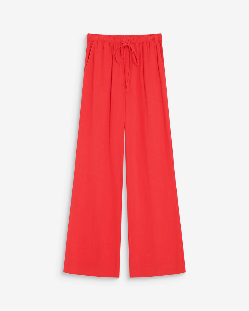 WIDE-LEG LINEN PANTS SANGUINE RAVEN
