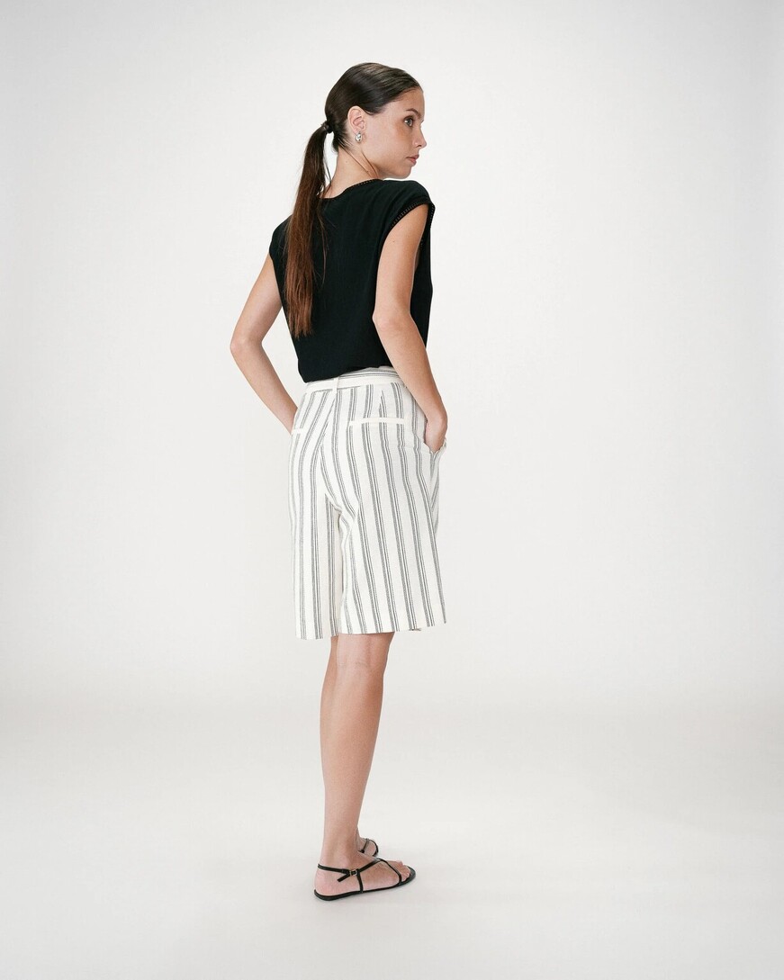 STRAIGHT COTTON BERMOUDA RAYURE WELLO,M