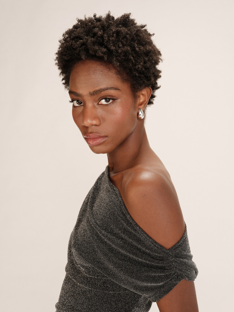 ASYMMETRICAL LUREX TOP ARGENT THAO GRACE&MILA,M