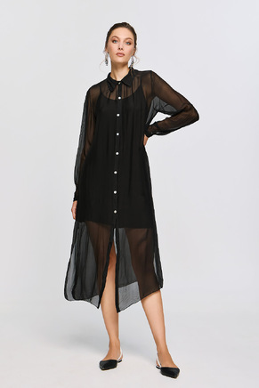 APHRODITE LONG SHIRT DRESS BLACK