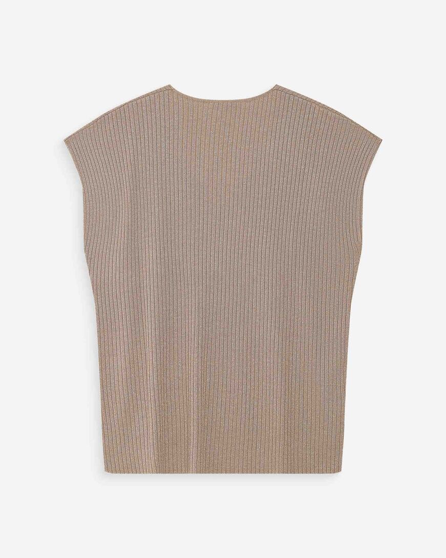 LOOSE LUREX V-NEK TOP VAPORO