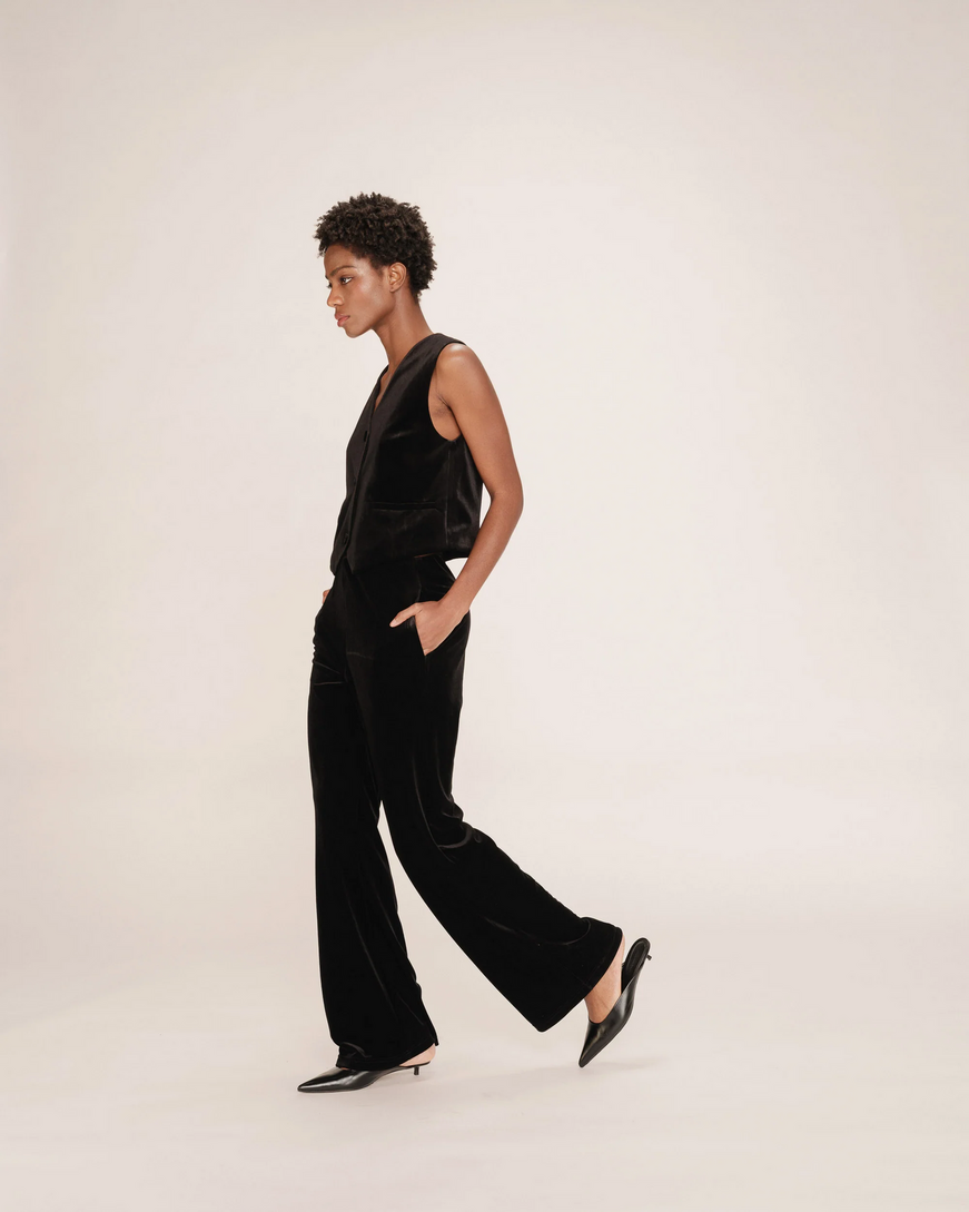 VELVET TAILORED TROUSERS BLACK TIGER GRACE&MILA
