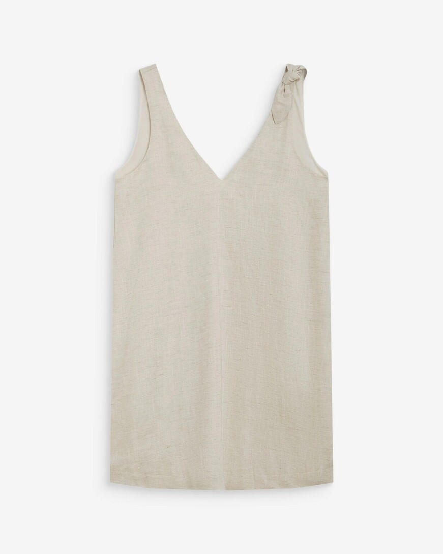 FLARED SHORT LINEN DRESS WITH V-NECK SABLE WYNETTE,M