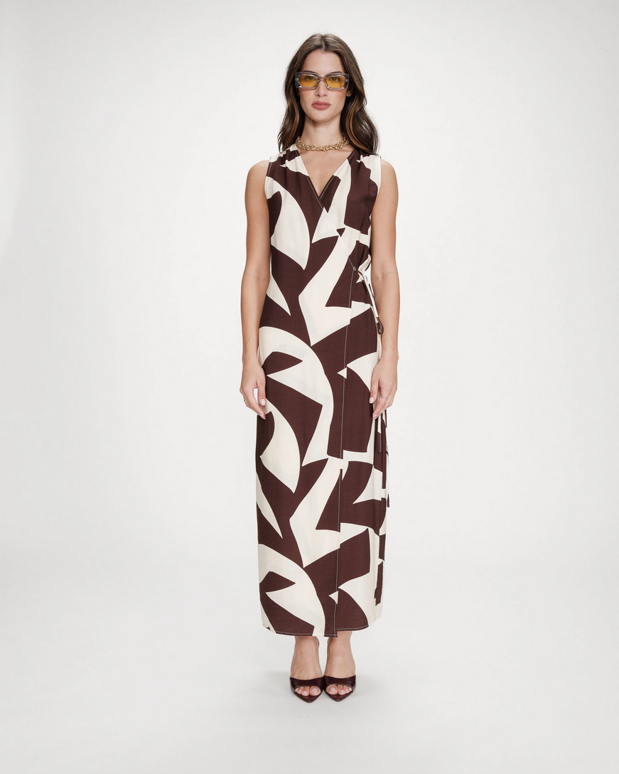 LONG WRAP DRESS CHOCOLAT VELLINE