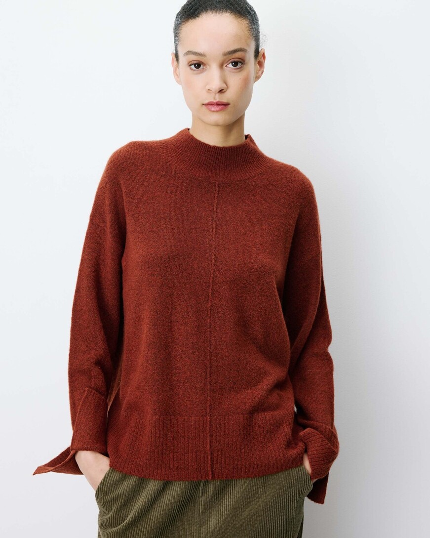 HIGH-NECK KNIT SWEATER TERRACOTTA ADELICE