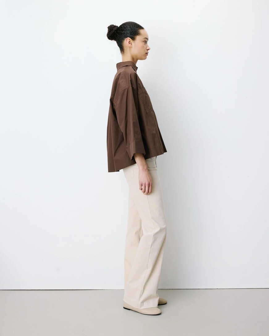 COTTON WIDE-SLEEVE BLOUSE CHOCOLAT AMBRE