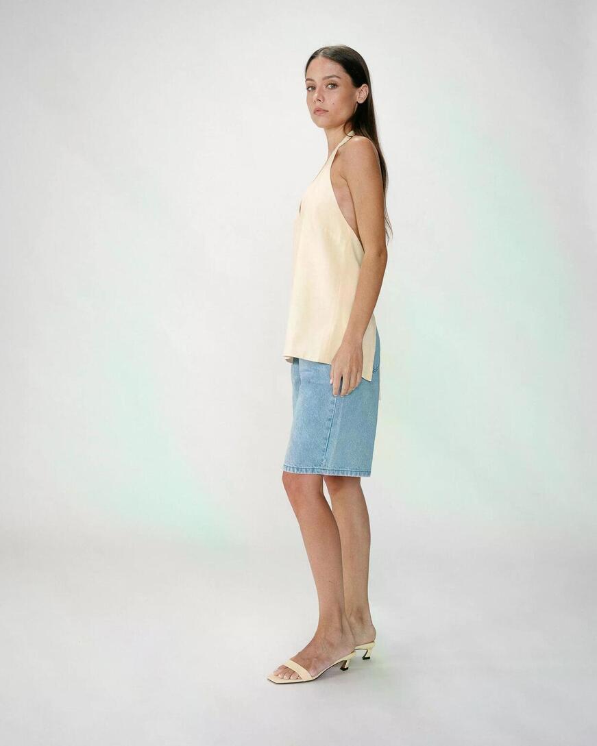 LINEN BACKLESS TOP JAUNE WISE,M