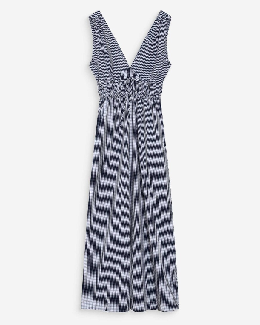 LONG CHECKED DRESS MARINE VELMIRA