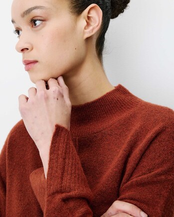 HIGH-NECK KNIT SWEATER TERRACOTTA ADELICE