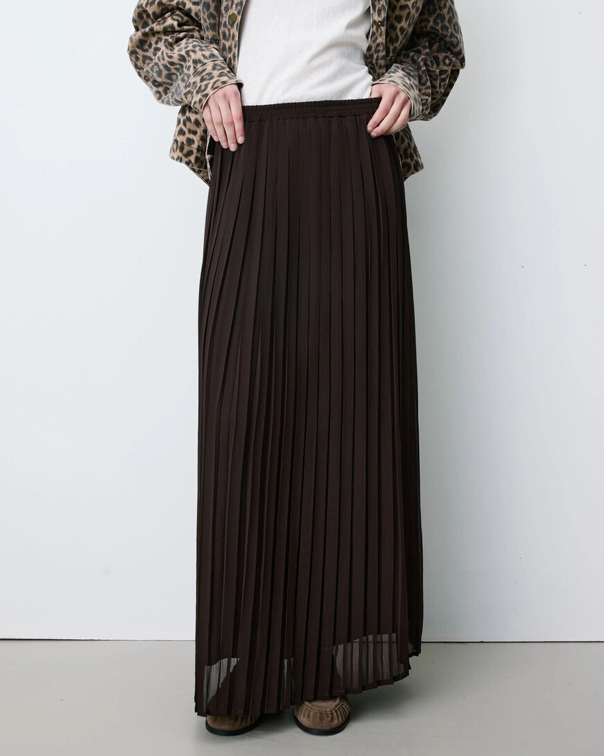 PLEATED MAXI SKIRT CHOCOLAT ANISSA