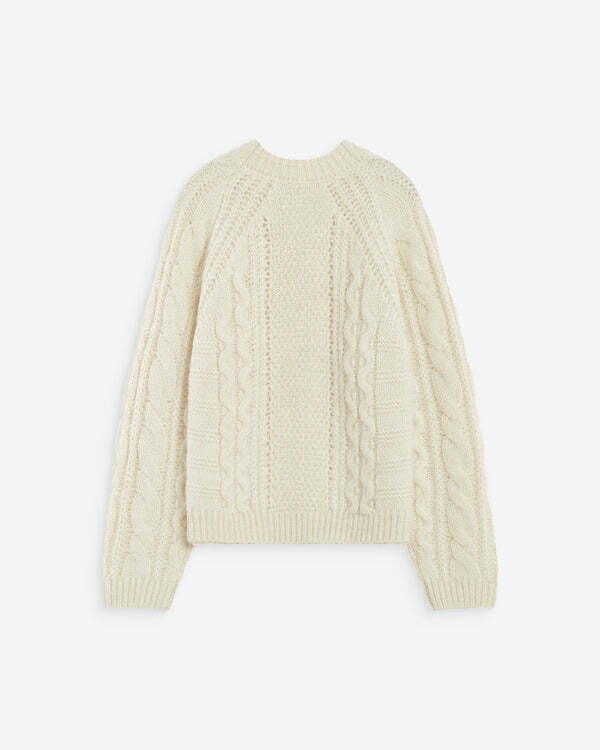 CABLE-KNIT CREW-NECK SWEATER ECRU AMPARO