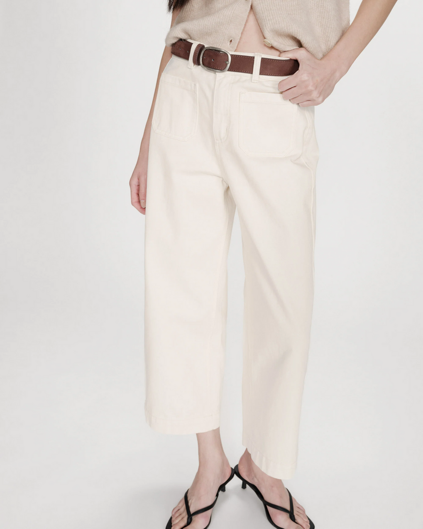 HIGH-WAIST LOOSE CROPPED JEANS ECRU JOE