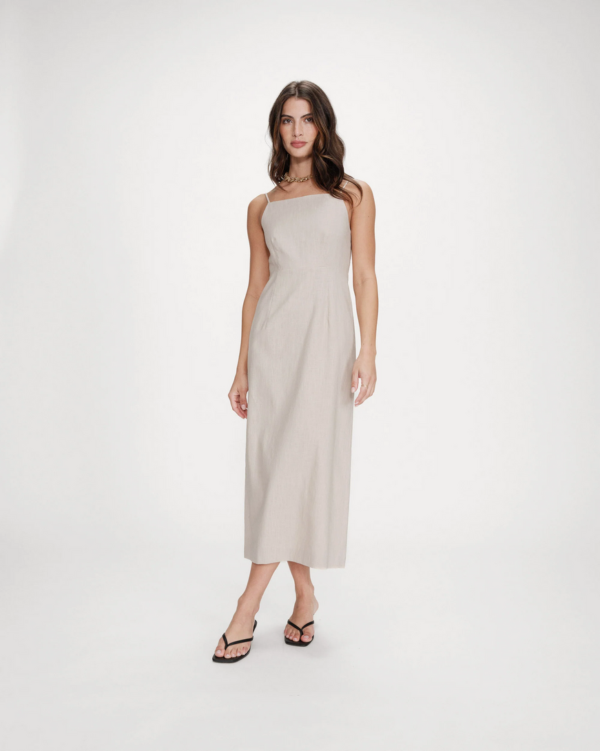 LONG LINEN DRESS SABLE VERANYS