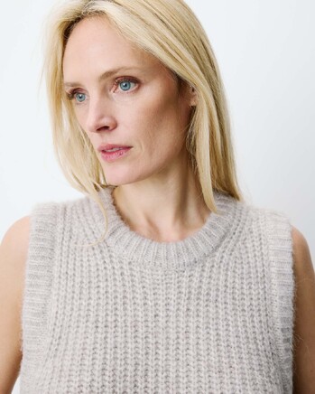 SLEEVELESS SIDE-TIE SWEATER GREGE ARGAN