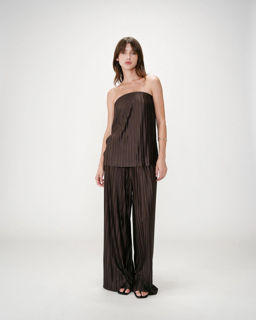 PLEATED BUSTIER TOP CHOCOLAT WEST,S