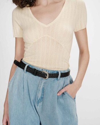 LEATHER BELT NOIR VILLETTE