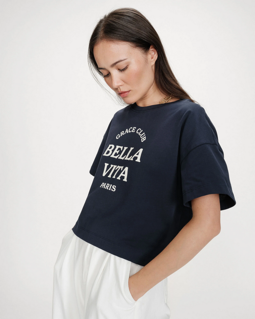 OVERSIZED SLOGAN TOP MARINE VOSS
