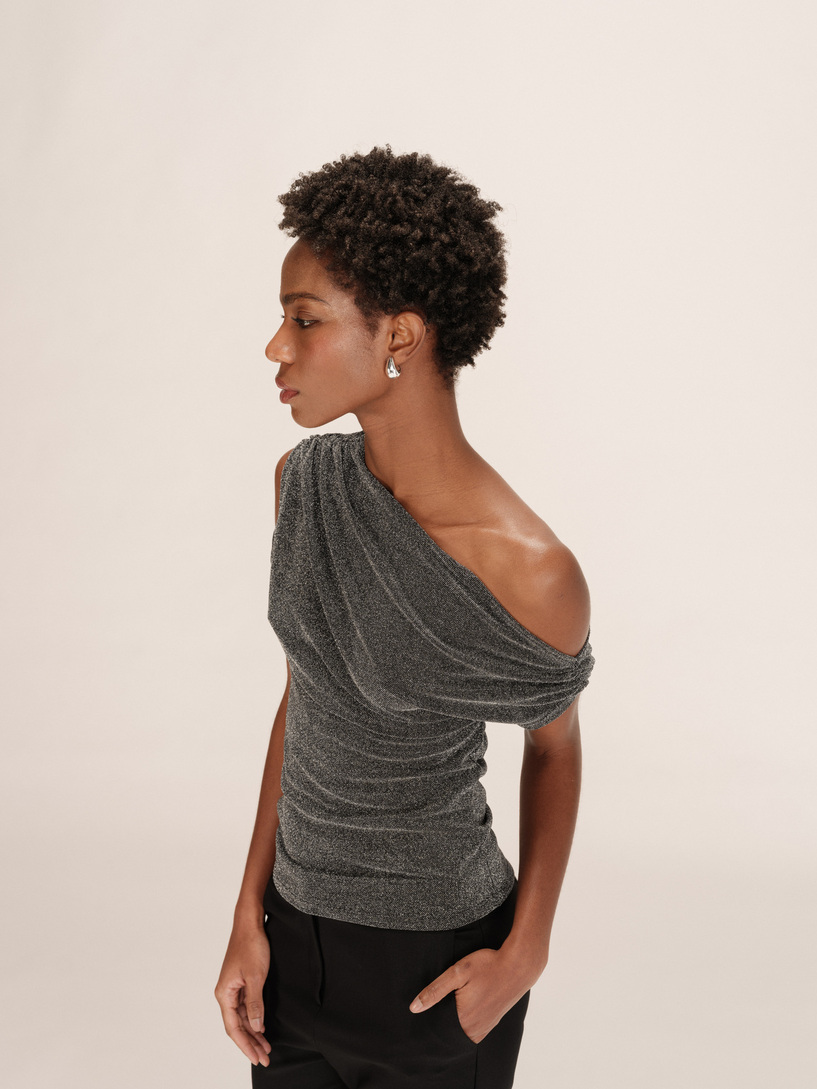 ASYMMETRICAL LUREX TOP ARGENT THAO GRACE&MILA,M