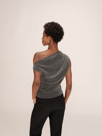 ASYMMETRICAL LUREX TOP ARGENT THAO GRACE&MILA
