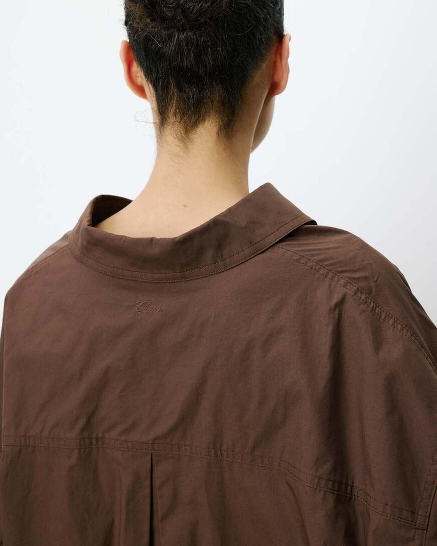COTTON WIDE-SLEEVE BLOUSE CHOCOLAT AMBRE